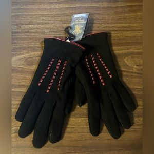 Unbranded Women's Black/Red Deerskin Gloves New With Tags Vintage Size 6.5